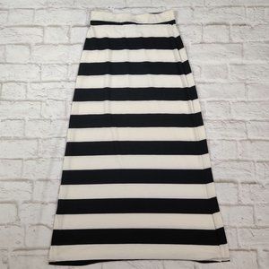 Ambiance Apparel womens maxi skirt off white black horizontal stripe preppy sz S